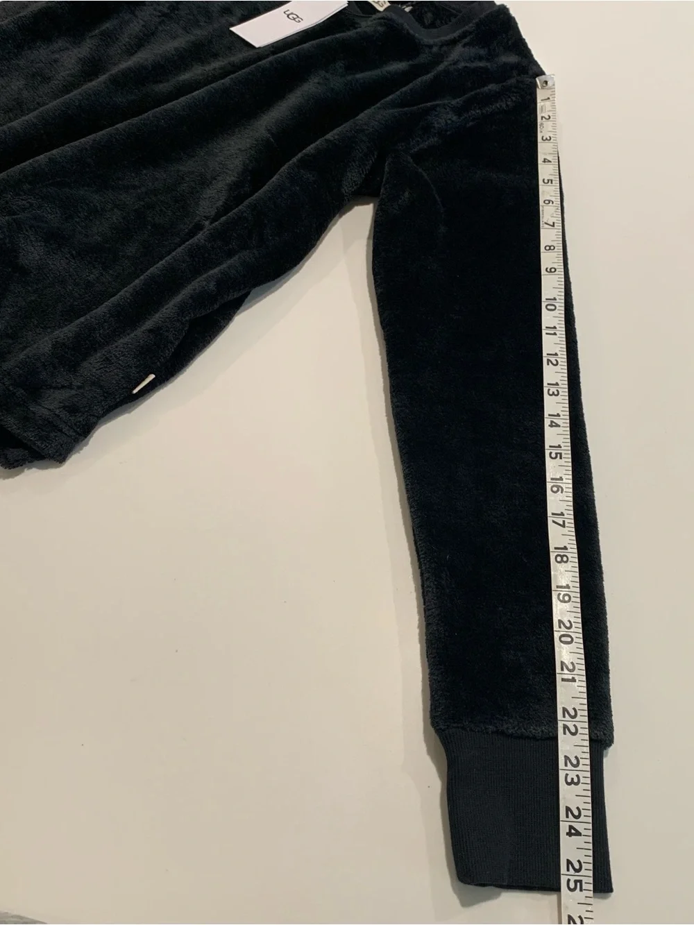 UGG Black Plush Fleece High Pile Dbl Face Crewneck Long Sleeve Top Sweatshirt, S - Picture 7 of 9